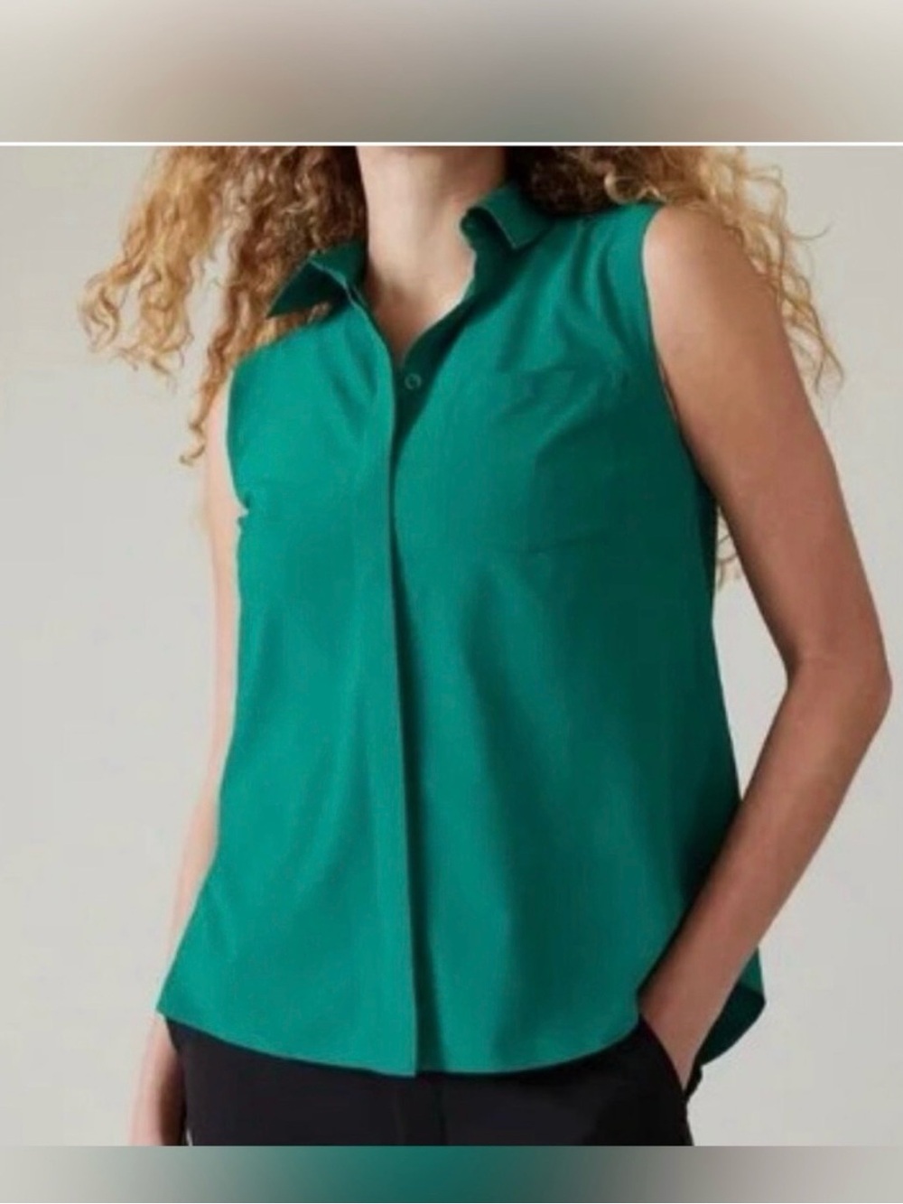 Athleta Urbanite II Sleeveless Green Collared Tank